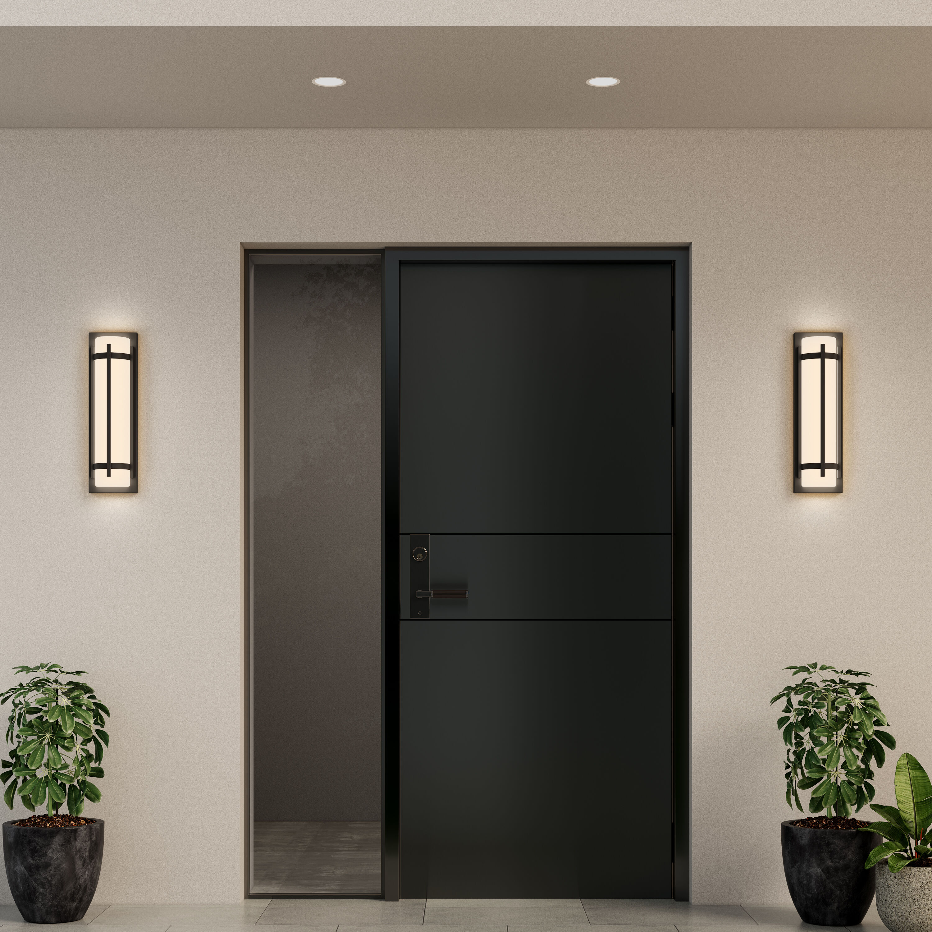 None LED 20 inch Powder Coated Black Outdoor Wall Sconce